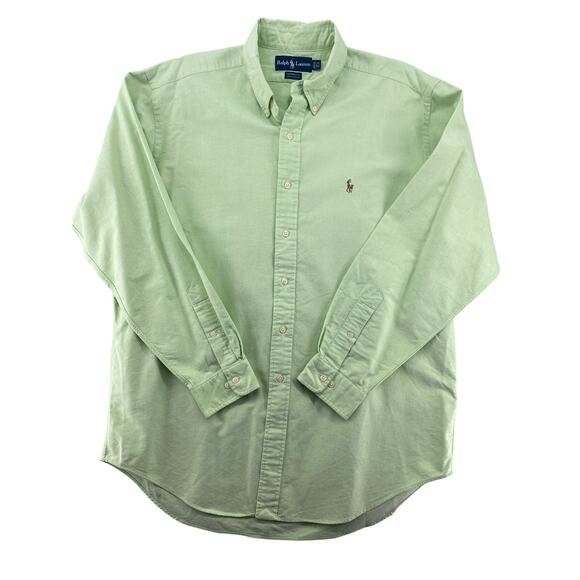 Ralph Lauren Yarmouth Oxford Button Down Shirt Green Pony Logo Men's 16.5 - Picture 3 of 10